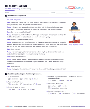 Healthy eating - Exercises public_resources.teaching_resource