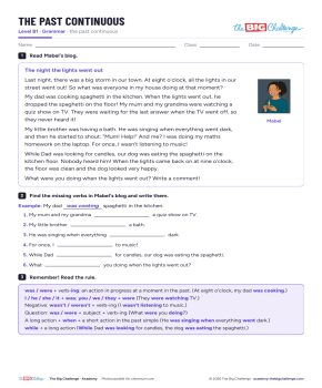 The past continuous - Exercises public_resources.teaching_resource