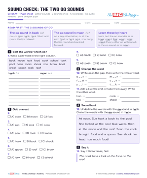 Sound Check: the two oo sounds - Exercises public_resources.teaching_resource