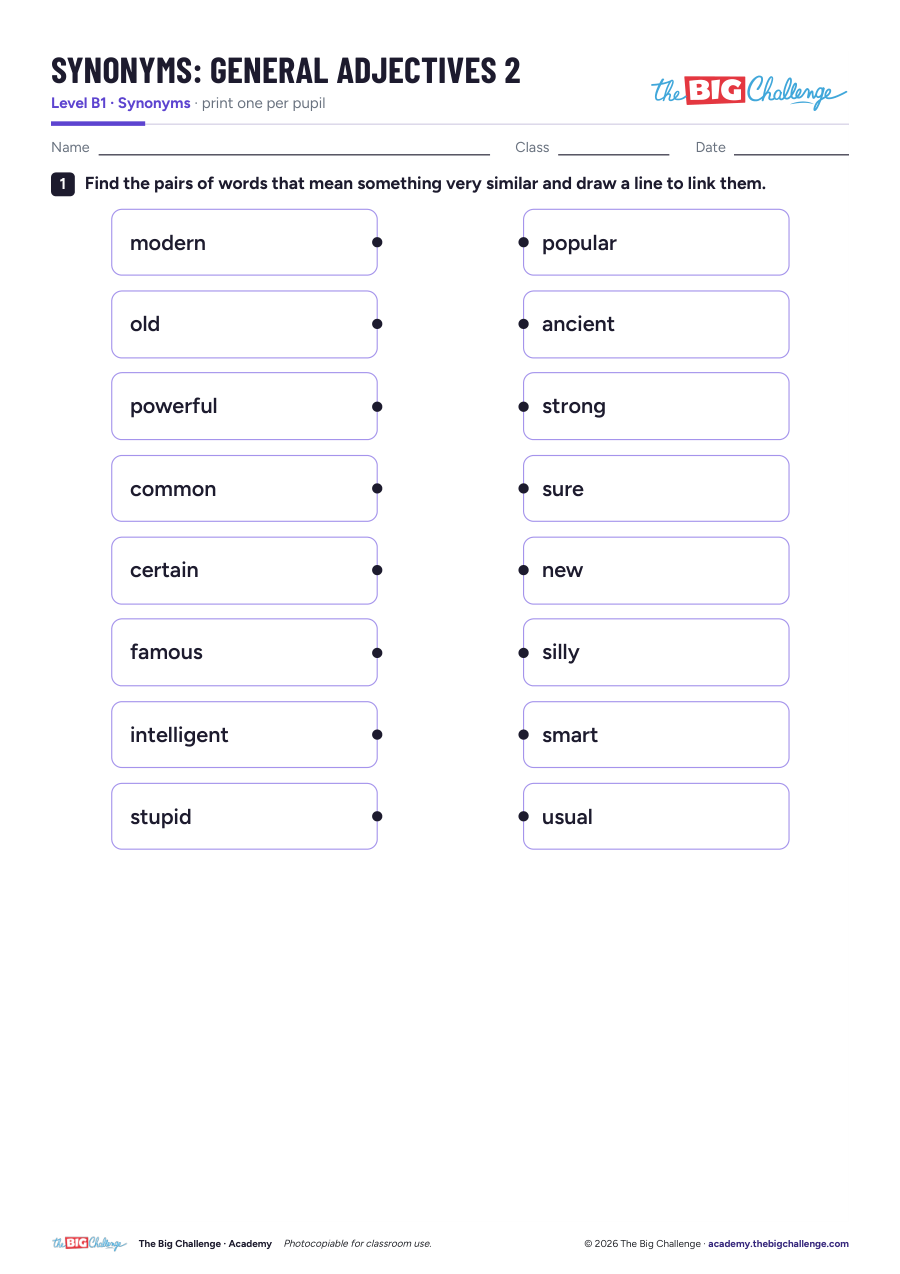 General Adjectives - 2 - B1 Synonyms