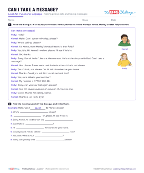 Can I take a message? - Exercises public_resources.teaching_resource