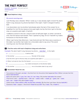 The past perfect - Exercises public_resources.teaching_resource