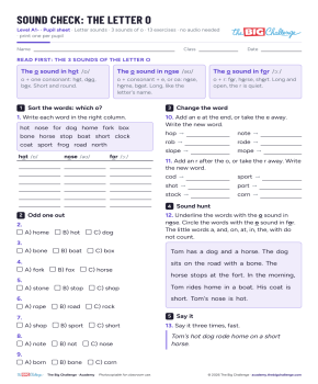 Sound Check: the letter o - Exercises public_resources.teaching_resource