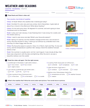 Weather and seasons - Exercises public_resources.teaching_resource