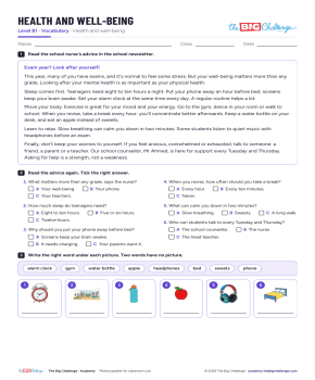 Health and well-being - Exercises public_resources.teaching_resource