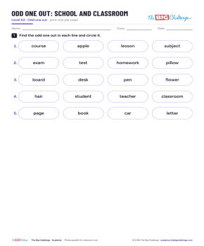 Odd One Out - A2 School & Classroom - Exercises public_resources.teaching_resource