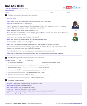 Was and were - Exercises public_resources.teaching_resource