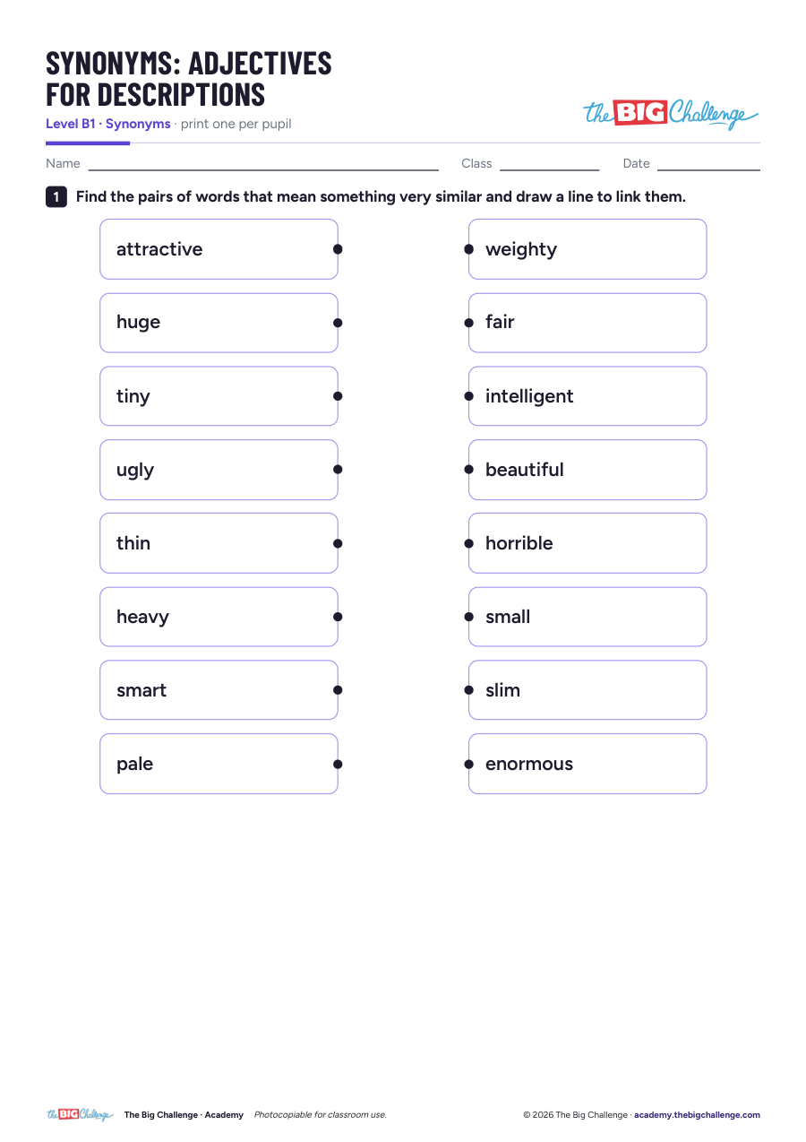 Adjectives of Appearance - Synonyms - B1