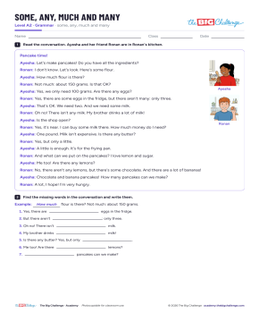Some, any, much and many - Exercises public_resources.teaching_resource