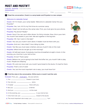Must and mustn't - Exercises public_resources.teaching_resource