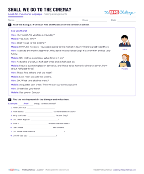 Shall we go to the cinema? - Exercises public_resources.teaching_resource
