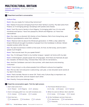 Multicultural Britain - Exercises public_resources.teaching_resource