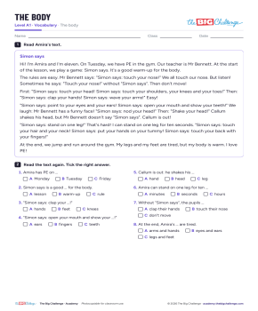 The body - Exercises public_resources.teaching_resource
