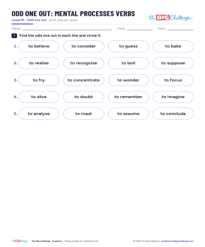 Odd One Out - B1 Mental Processes Verbs - Exercises public_resources.teaching_resource