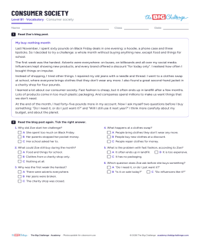 Consumer society - Exercises public_resources.teaching_resource