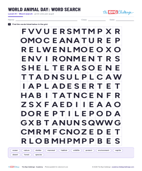 Word search animal - Exercises public_resources.teaching_resource