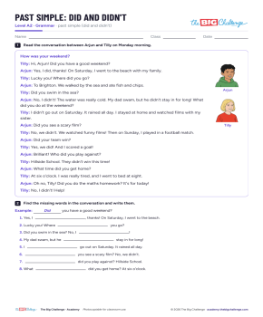 Past simple: did and didn't - Exercises public_resources.teaching_resource