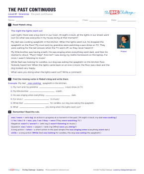 The past continuous - Exercises public_resources.teaching_resource