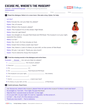 Excuse me, where's the museum? - Exercises public_resources.teaching_resource