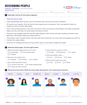 Describing people - Exercises public_resources.teaching_resource