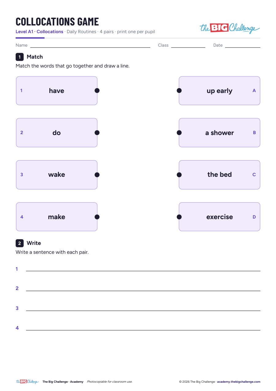 Daily Routines: Collocations