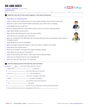 Do and does - Exercises public_resources.teaching_resource