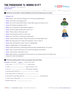 The possessive 's: whose is it? - Exercises public_resources.teaching_resource