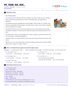 My, your, his, her... - Exercises public_resources.teaching_resource