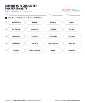 Odd One Out - B1 Character & Personality - Exercises public_resources.teaching_resource