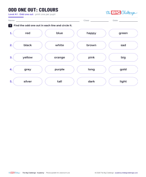 Odd One Out - A1 Colours - Exercises public_resources.teaching_resource