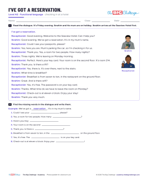 I've got a reservation. - Exercises public_resources.teaching_resource