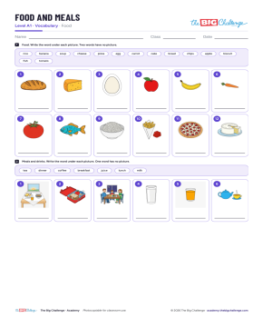 Food and meals - Exercises public_resources.teaching_resource
