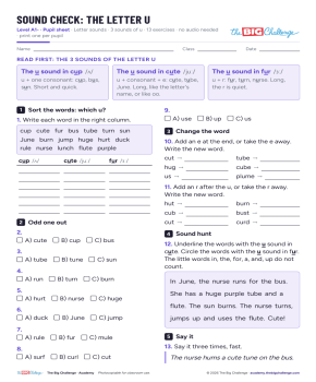 Sound Check: the letter u - Exercises public_resources.teaching_resource