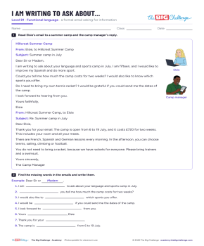 I am writing to ask about... - Exercises public_resources.teaching_resource