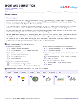 Sport and competition - Exercises public_resources.teaching_resource