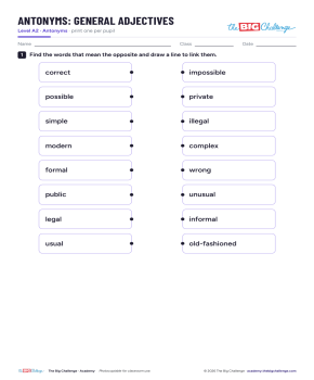 General Adjectives - A2 Antonyms