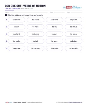 Odd One Out - A2 Verbs of Motion - Exercises public_resources.teaching_resource