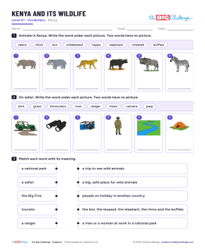 Kenya and its wildlife - Exercises public_resources.teaching_resource