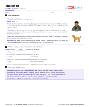 -ing or to - Exercises public_resources.teaching_resource