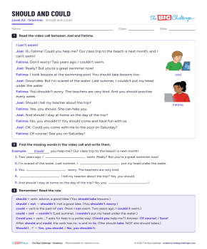 Should and could - Exercises public_resources.teaching_resource