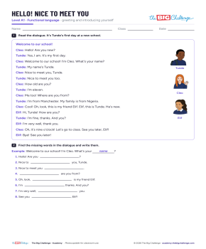 Hello! Nice to meet you - Exercises public_resources.teaching_resource