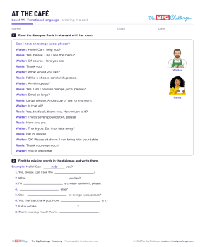 At the café - Exercises public_resources.teaching_resource
