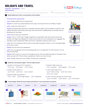 Holidays and travel - Exercises public_resources.teaching_resource