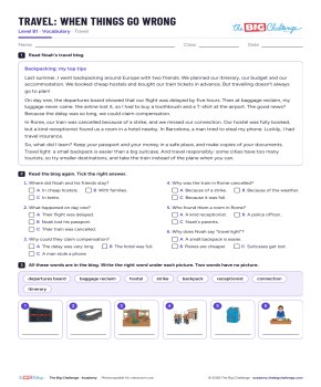 Travel: when things go wrong - Exercises public_resources.teaching_resource