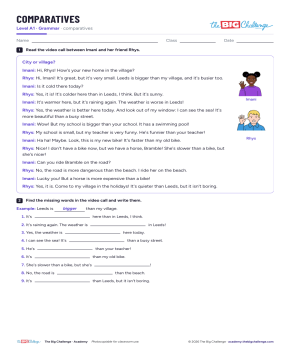 Comparatives - Exercises public_resources.teaching_resource