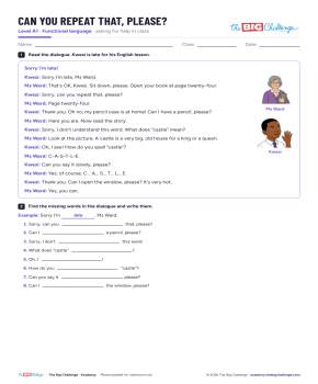 Can you repeat that, please? - Exercises public_resources.teaching_resource