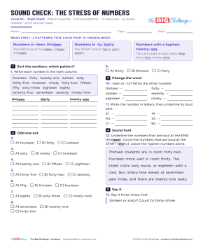 Sound Check: the stress of numbers - Exercises public_resources.teaching_resource