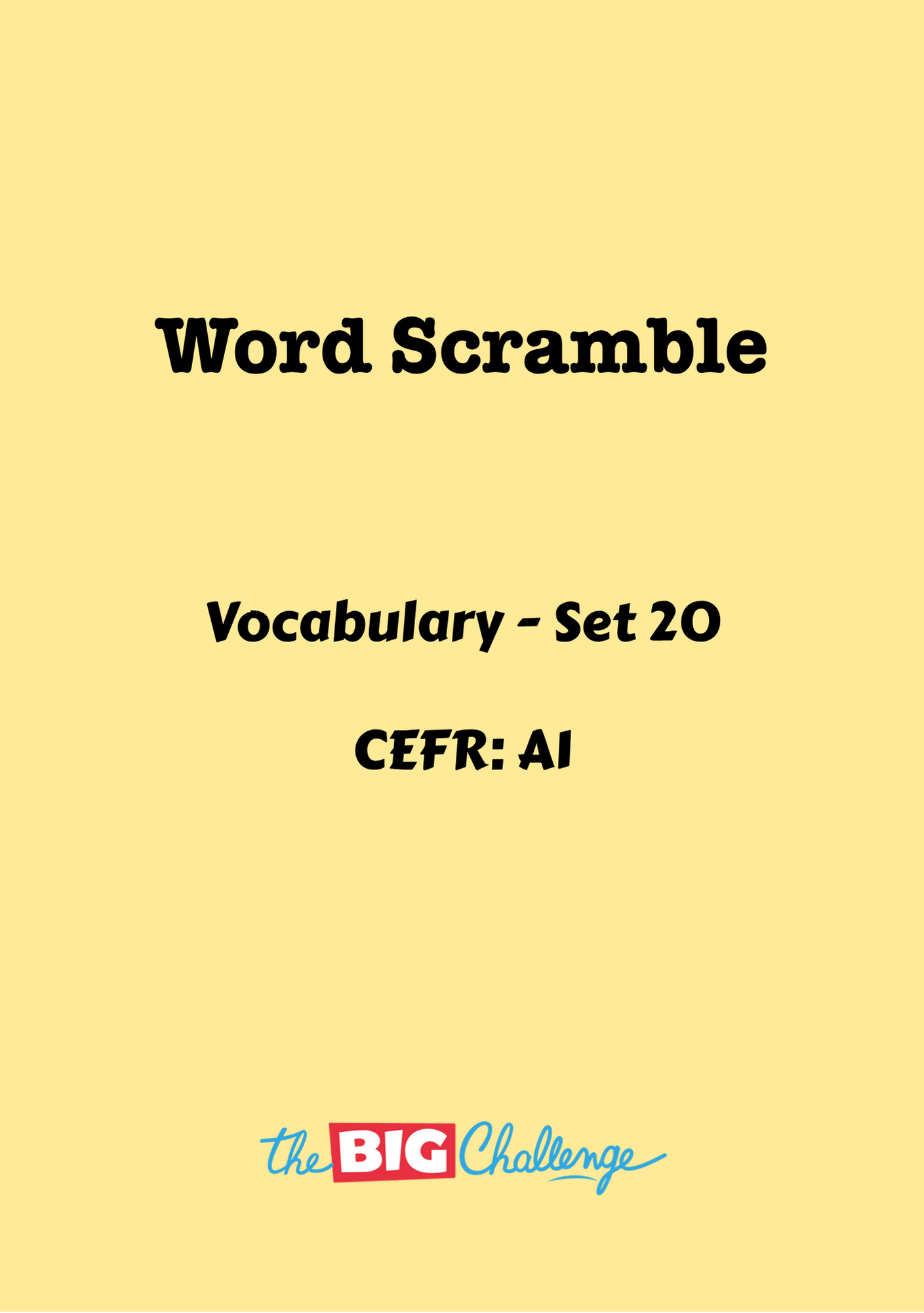 Vocabulary - Set 20 - A1 Word Scramble