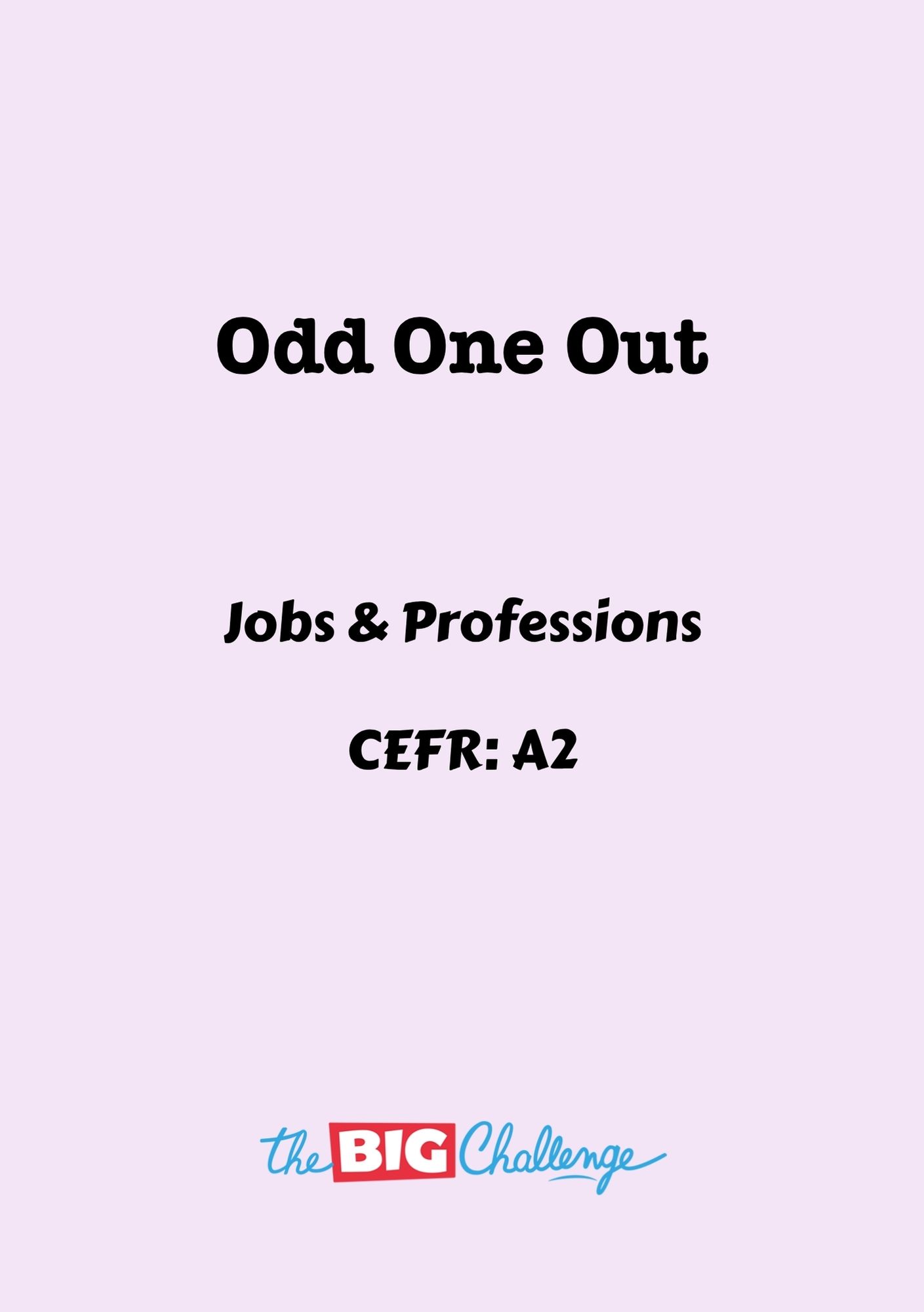 Odd One Out - A2 Jobs & Professions