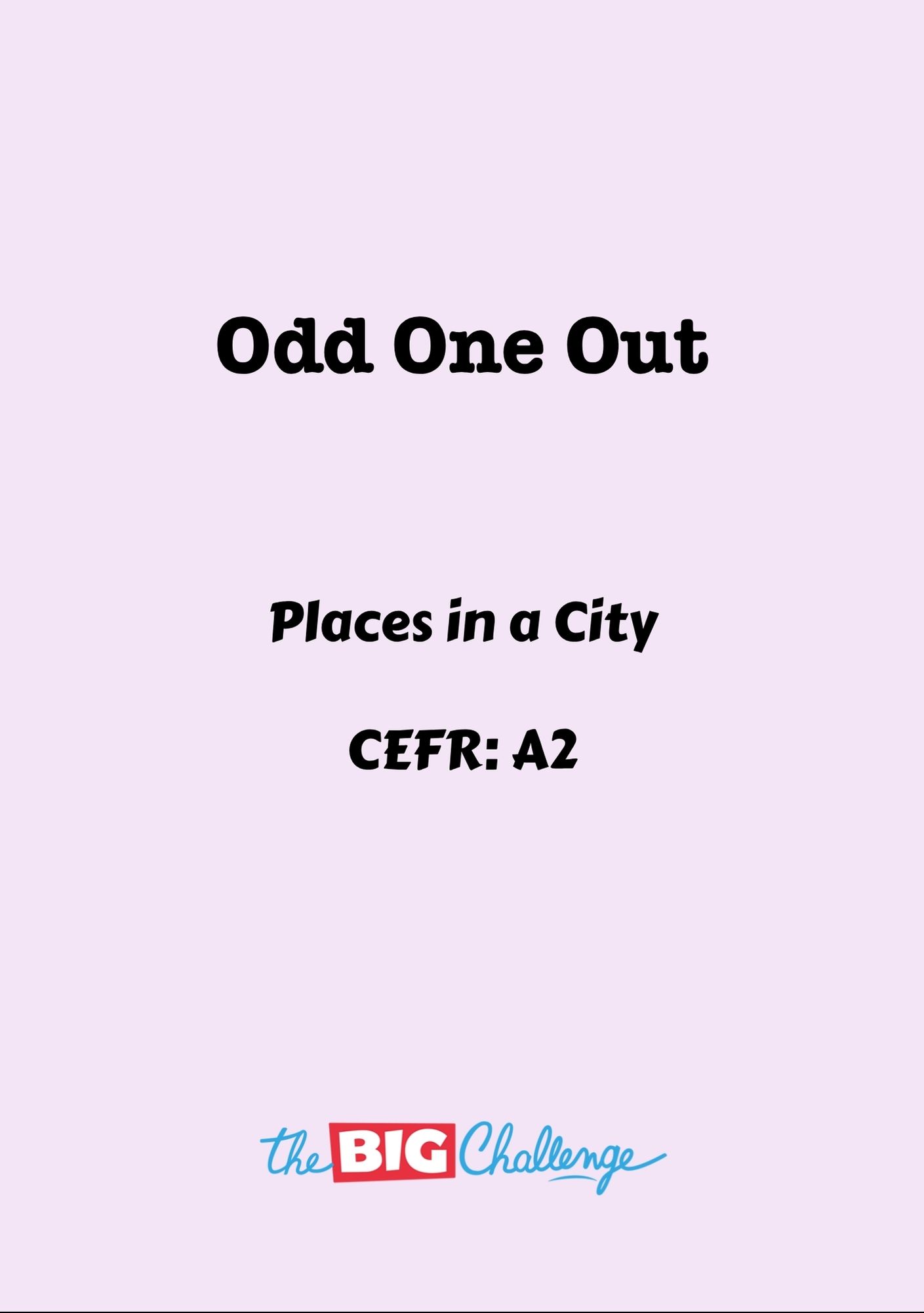 Odd One Out - A2 Places in a City